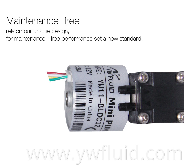 YWfluid 12v Micro Mini Air Pumps with BLDC motor Flow rate 180ml/min Used for gas suction vacuum generation